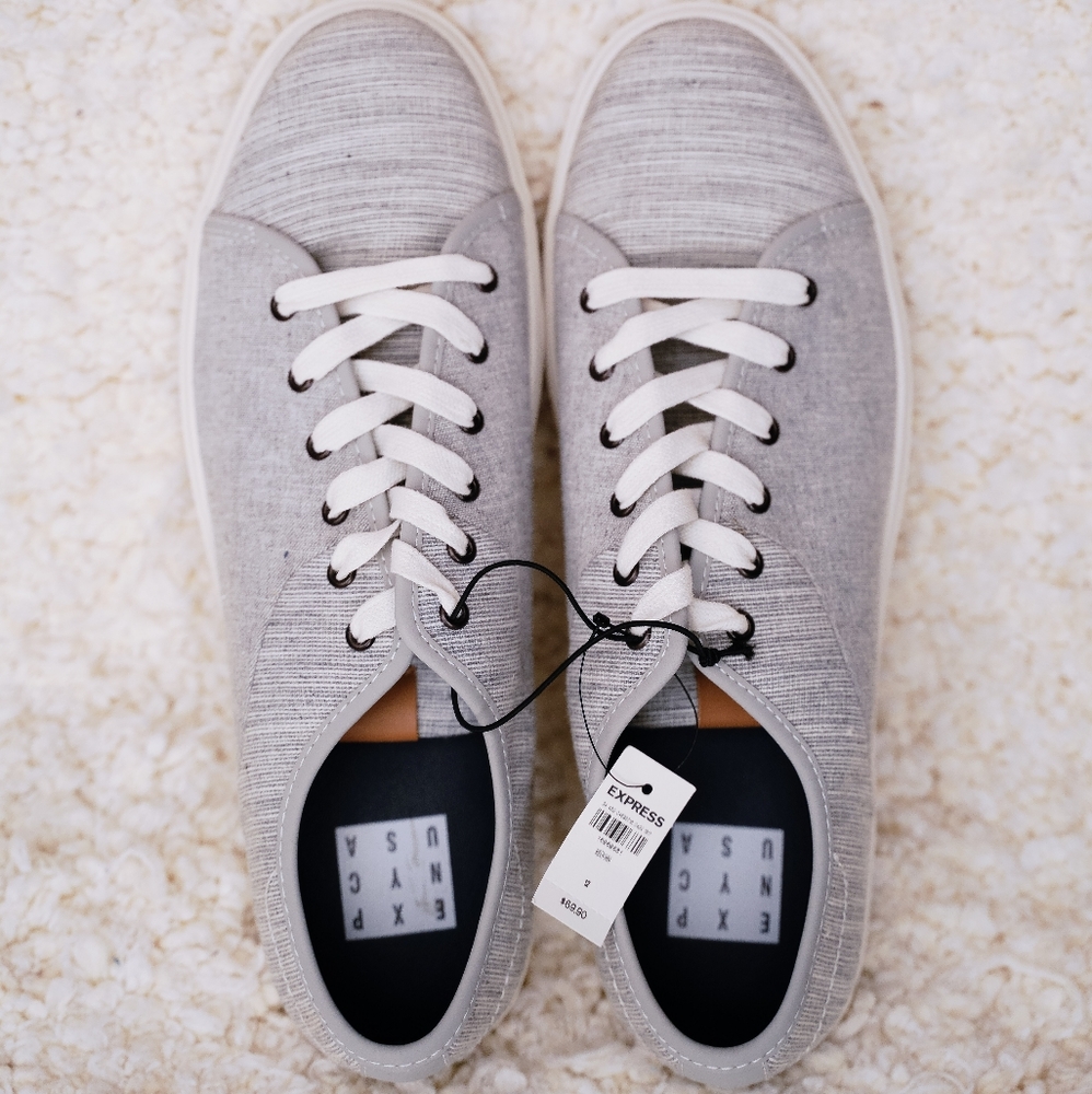 Express Low Top Lace-Up Sneakers With Leather Tab